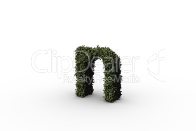 Lower case letter n made of leaves