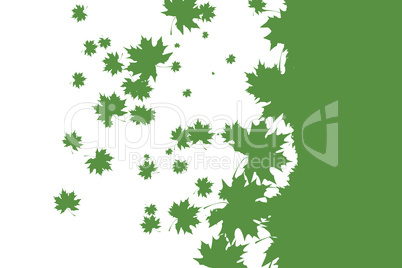 Green stencil leaf pattern on white