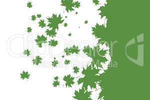 Green stencil leaf pattern on white