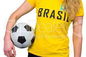 Football fan in brasil tshirt