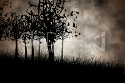 Dark gothic scene with trees