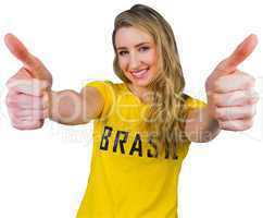 Pretty football fan in brasil tshirt