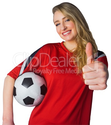 Pretty football fan in red