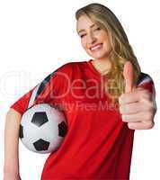 Pretty football fan in red