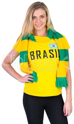 Pretty football fan in brasil tshirt