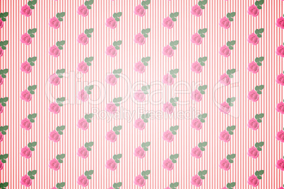 Kitsch floral pattern wallpaper with roses