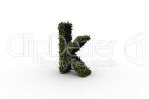 Lower case letter k made of leaves