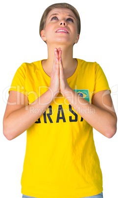 Nervous football fan in brasil tshirt