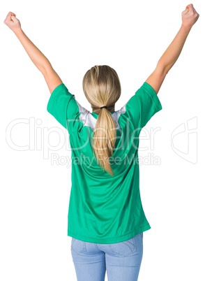 Cheering football fan in green