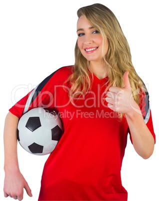 Pretty football fan in red