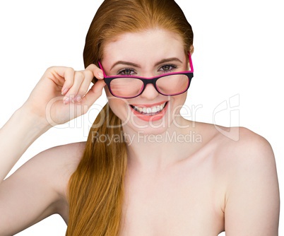 Beautiful redhead posing with glasses