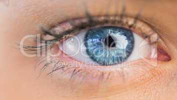 Close up of female blue eye