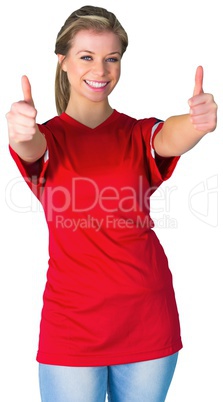 Pretty football fan in red