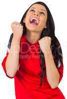 Cheering football fan in red