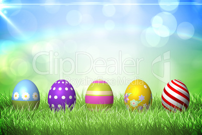 Colourful easter eggs on the grass