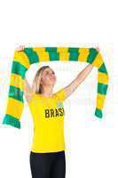 Excited football fan in brasil tshirt