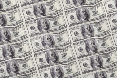 Digitally generated sheet of dollar bills