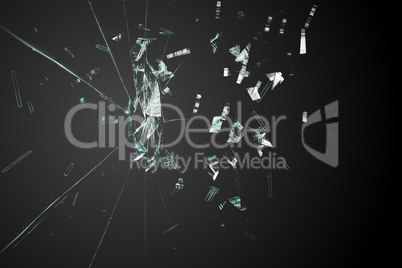 Shattered glass on black background