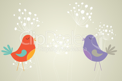 Feminine design of dandelions and birds