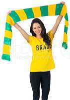 Excited football fan in brasil tshirt