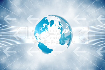 Global business graphic in blue