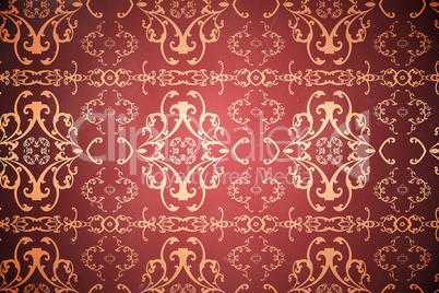 Elegant patterned wallpaper in red and gold