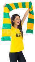 Excited football fan in brasil tshirt