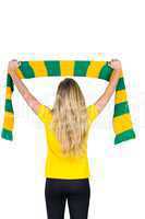 Excited football fan in brasil tshirt