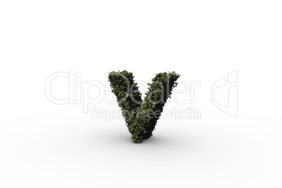 Lower case letter v made of leaves