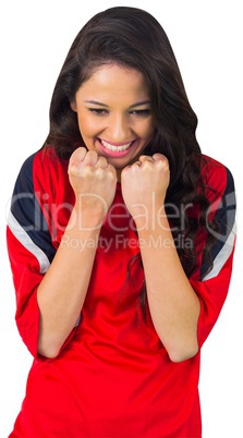 Cheering football fan in red
