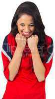 Cheering football fan in red