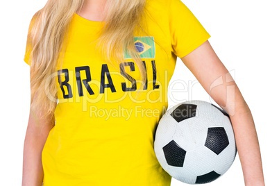 Pretty football fan in brasil tshirt