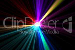 Bright colourful laser beams shining
