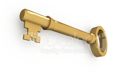 Digitally generated shiny gold key