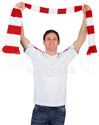 Cheering football fan in white