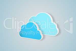 Two blue clouds for cloud computing