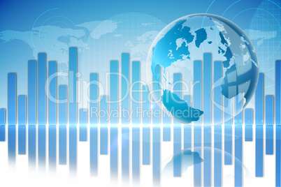 Global business graphic in blue