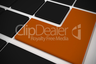 Black keyboard with orange key Black keyboard with orange key
