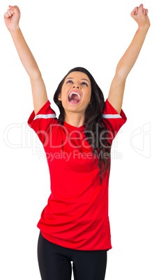 Cheering football fan in red