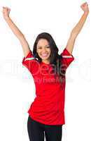 Cheering football fan in red