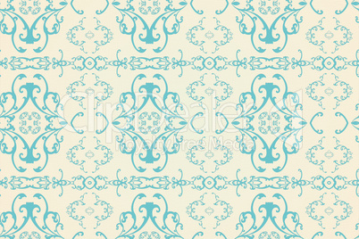 Elegant patterned wallpaper in blue and cream