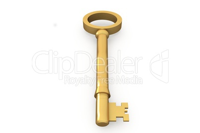 Digitally generated shiny gold key