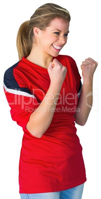 Cheering football fan in red