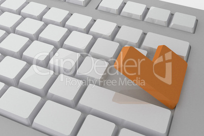 White keyboard with orange key