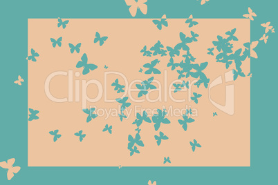 Stencil butterfly pattern design in beige and blue