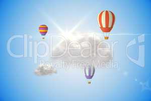 Cloud computing graphic with hot air balloons