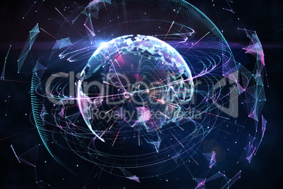 Global technology background in purple