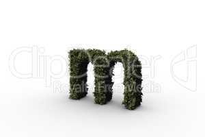 Lower case letter m made of leaves