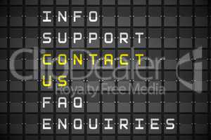 Contact us buzzwords on black mechanical board