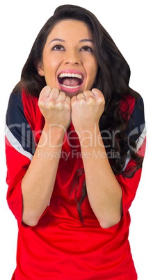 Cheering football fan in red